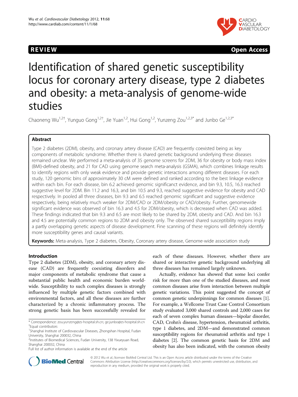 Identification of Shared Genetic Susceptibility Locus for Coronary Artery Disease, Type 2 Diabetes and Obesity: a Meta-Analysis of Genome-Wide Studies