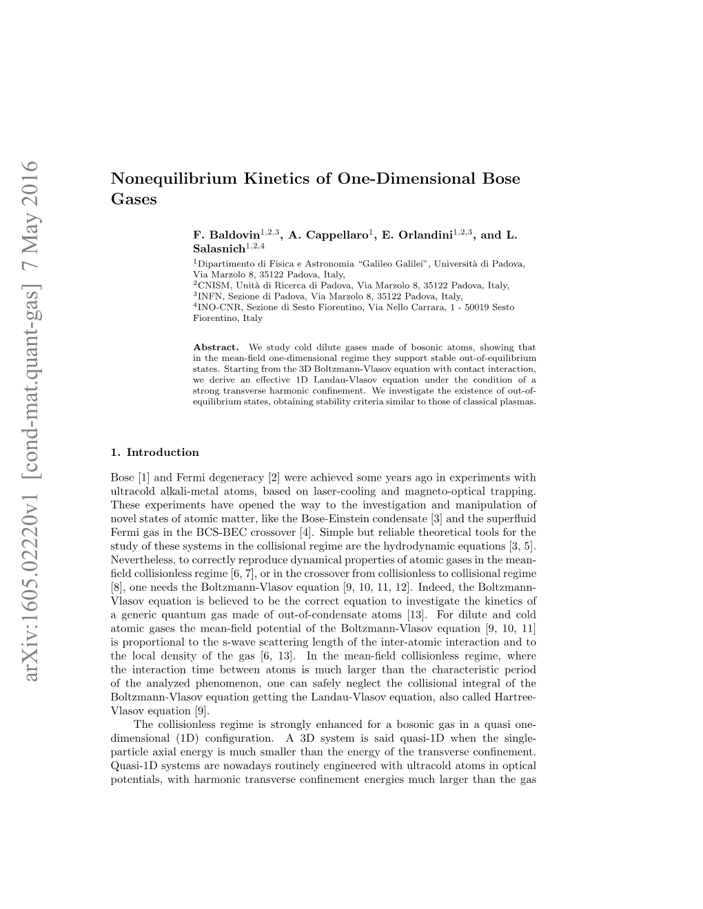 Arxiv:1605.02220V1 [Cond-Mat.Quant-Gas] 7 May 2016