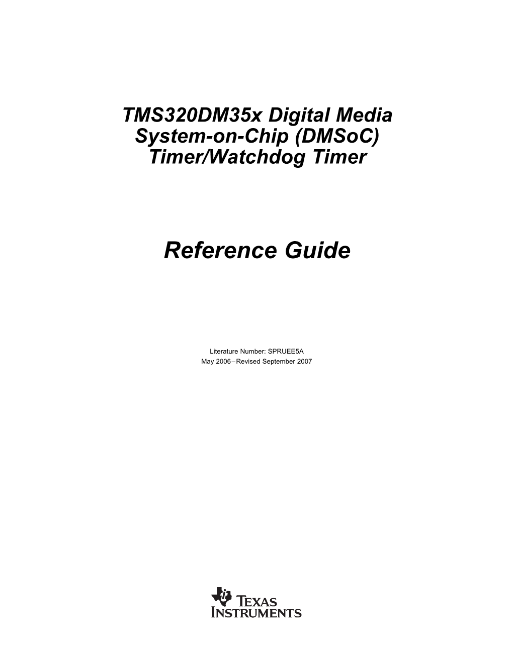 Tms320dm35x Dmsoc Timer/Watchdog Timer User's Guide