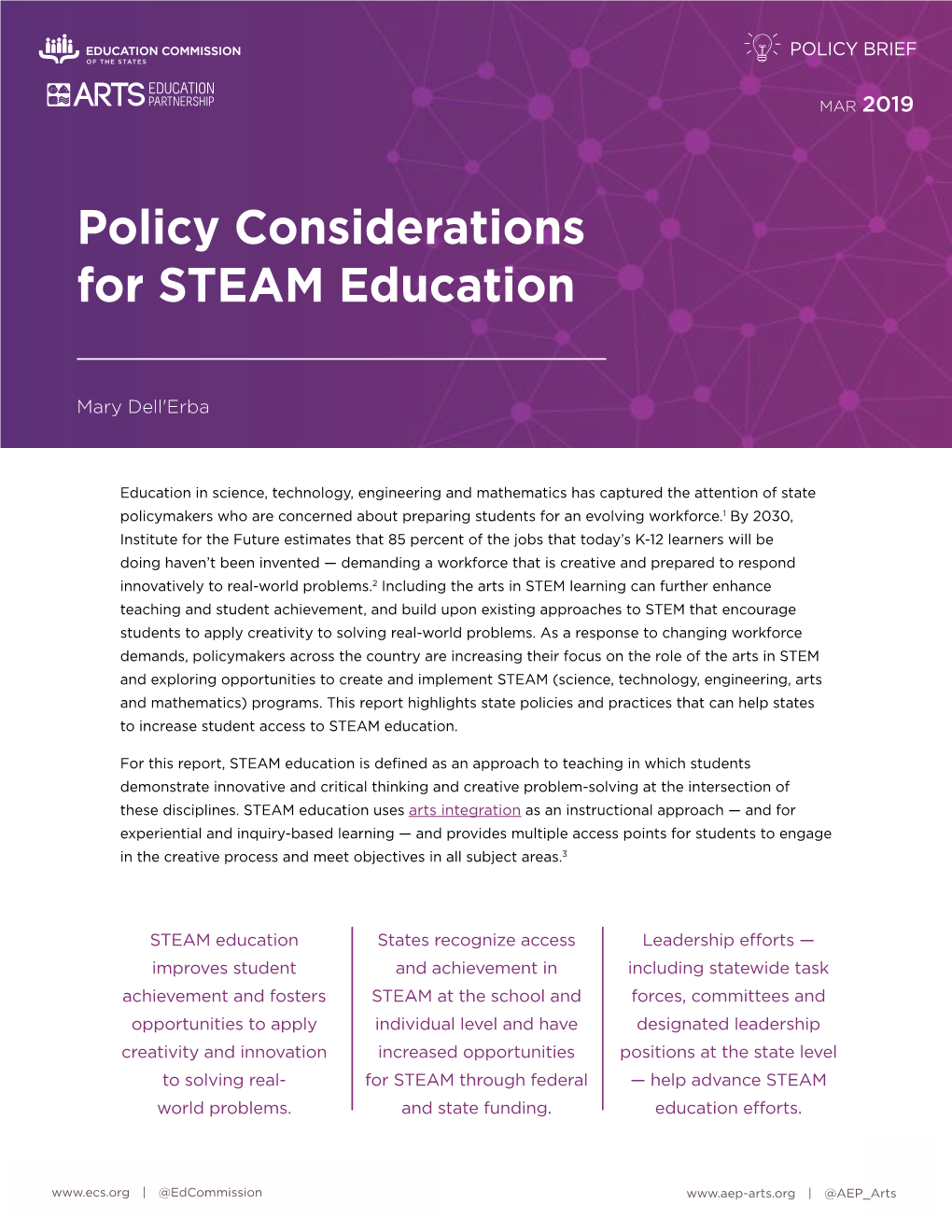 Policy Considerations for STEAM Education