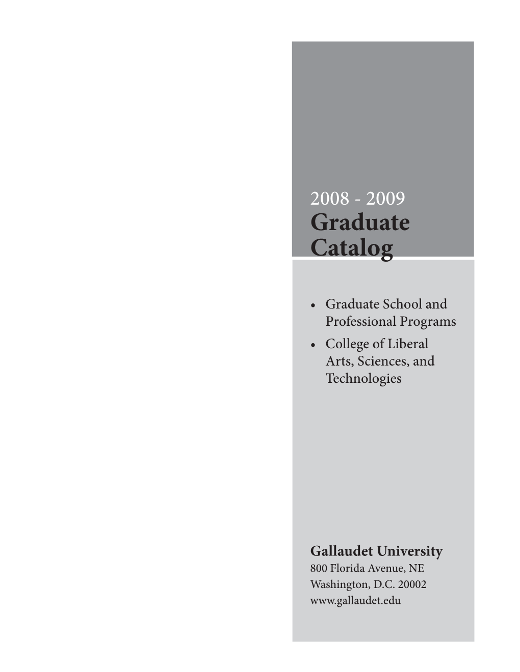 Gallaudet Graduate Catalog 2008-2009