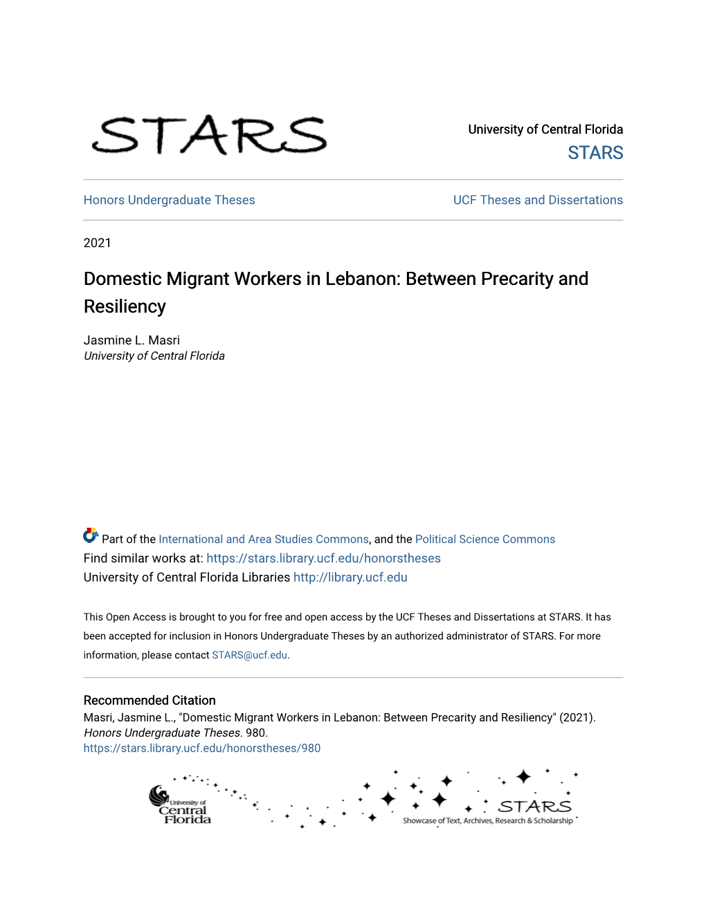 Domestic Migrant Workers in Lebanon: Between Precarity and Resiliency