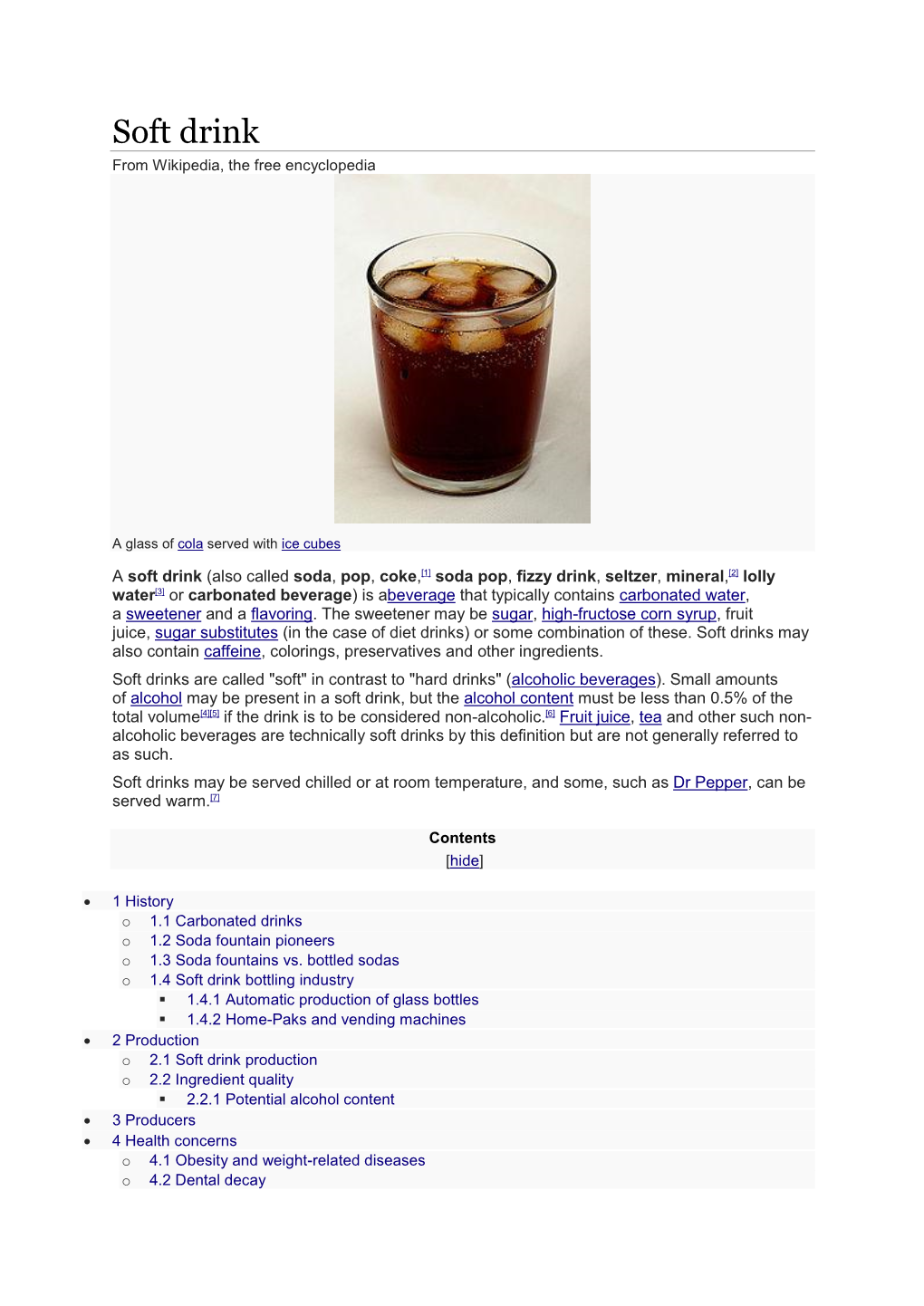 Soft Drink from Wikipedia, the Free Encyclopedia