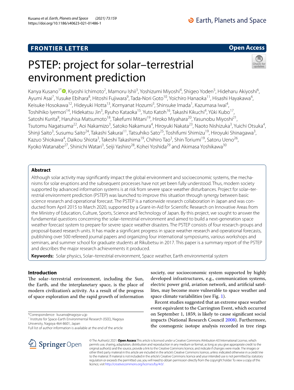 PSTEP: Project for Solar–Terrestrial Environment Prediction