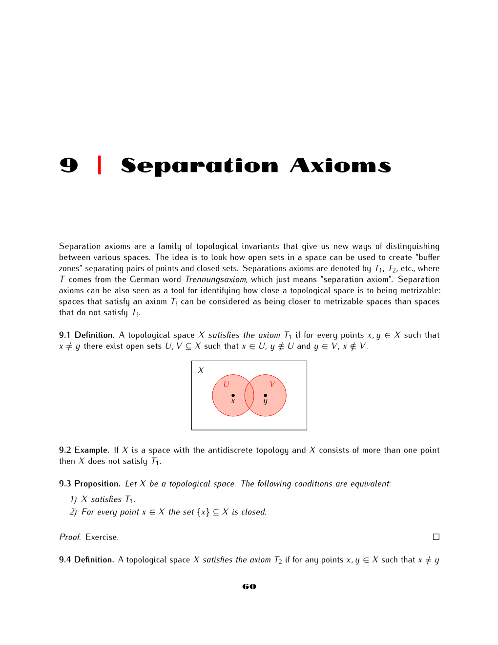 9 | Separation Axioms