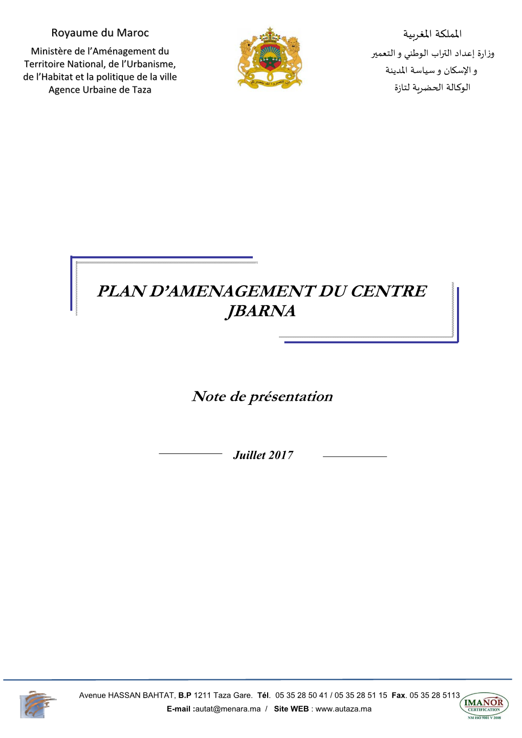 Plan D'amenagement Du Centre Jbarna