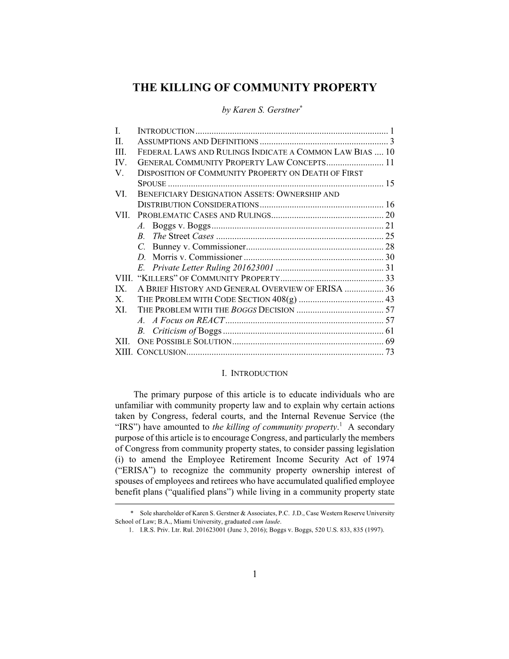 The Killing of Community Property