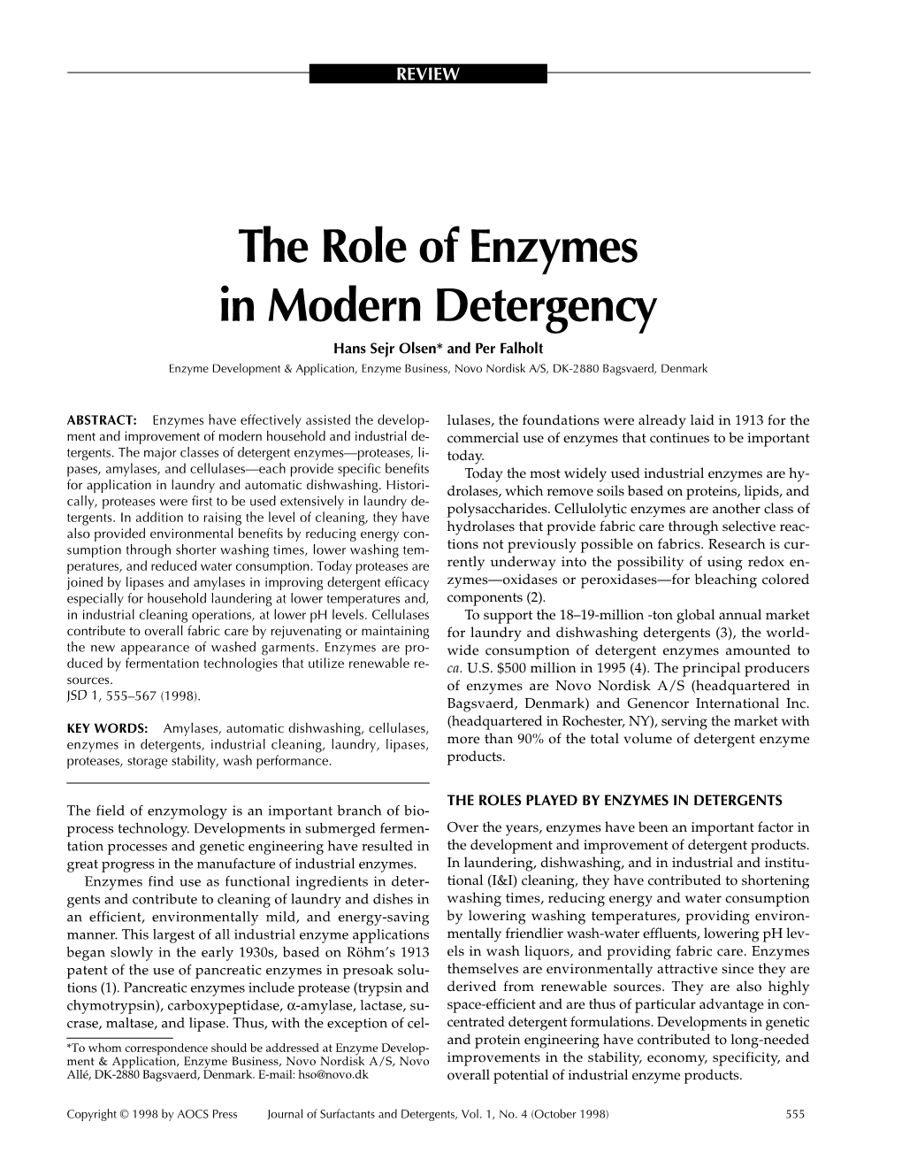 The Role of Enzymes in Modern Detergency