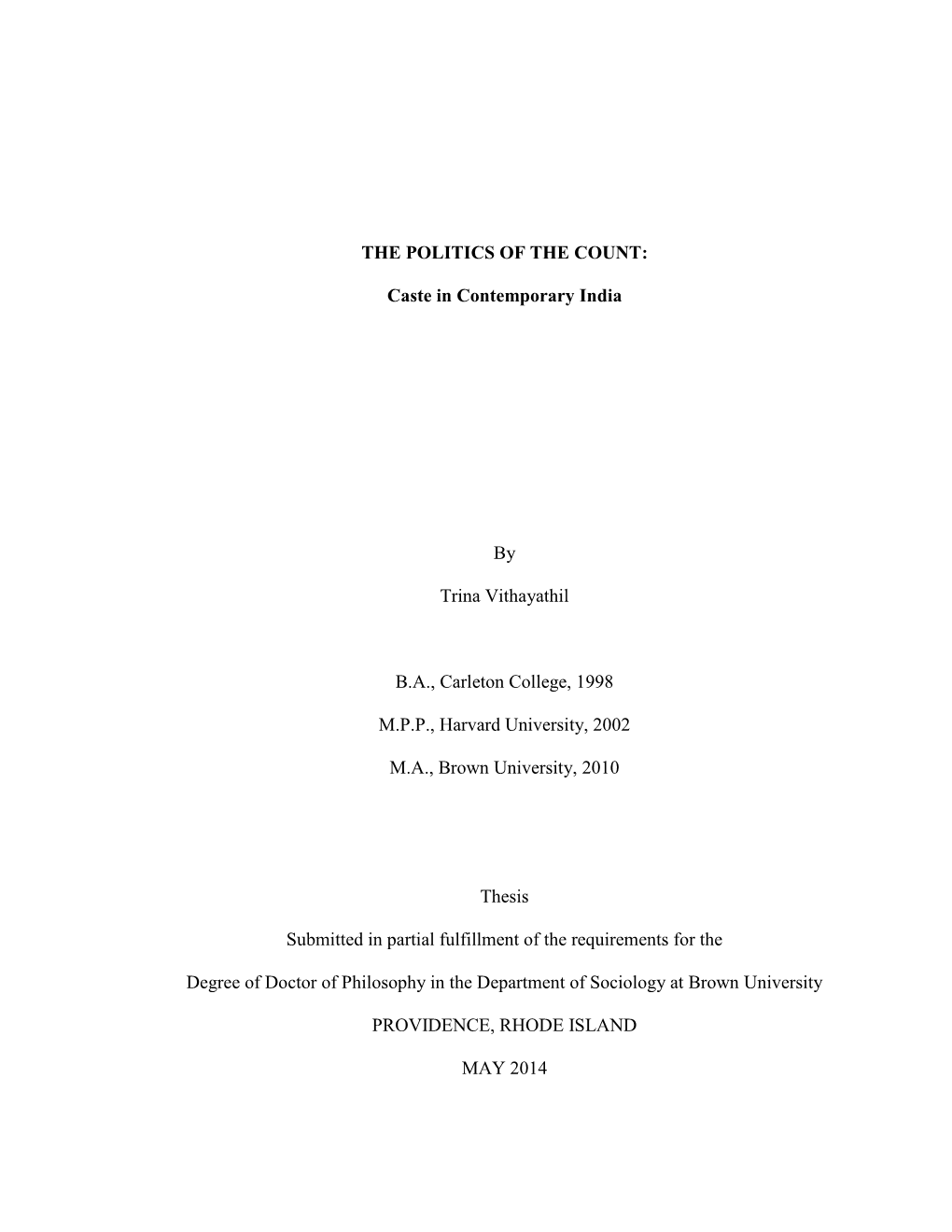 Contextualizing the Contemporary Caste Count