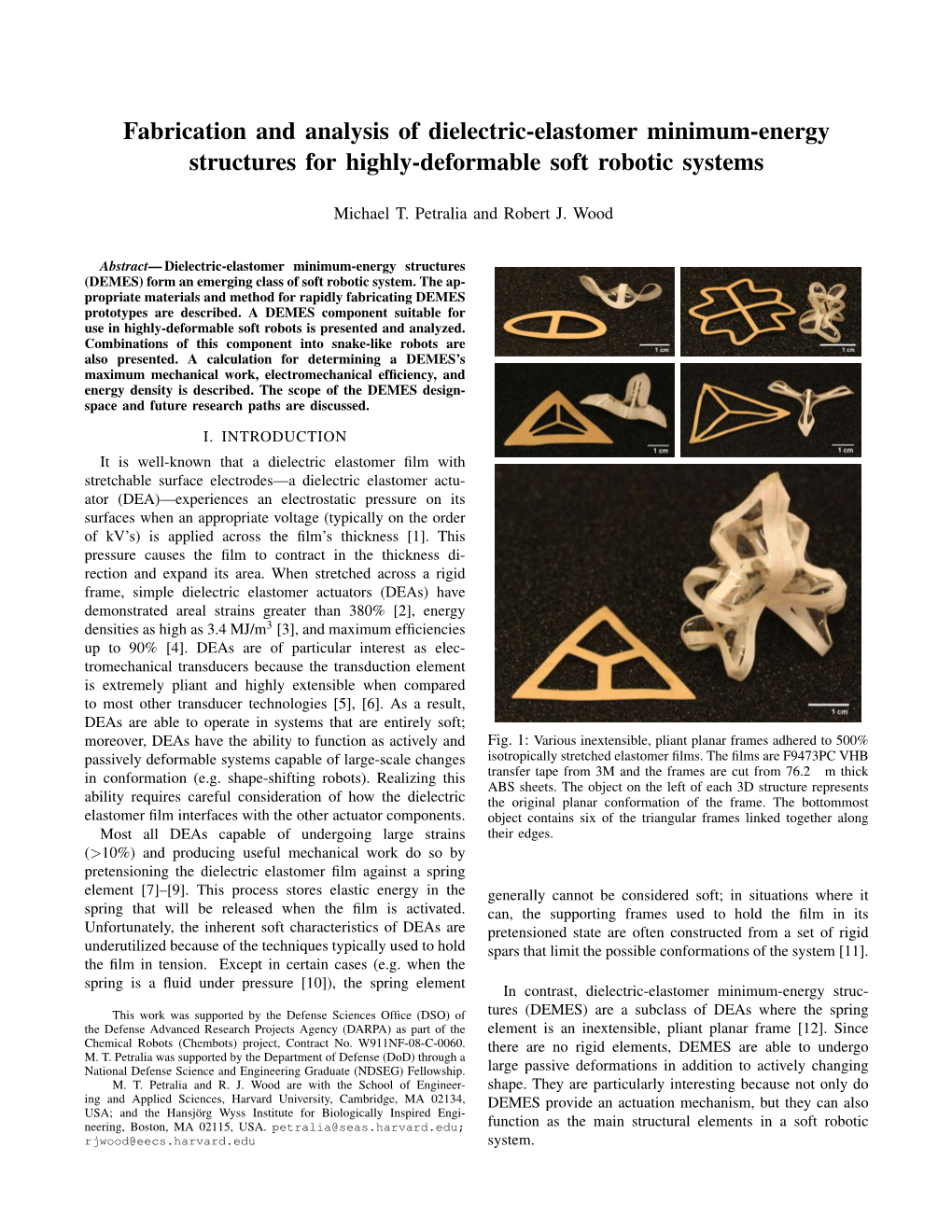 Fabrication and Analysis of Dielectric-Elastomer Minimum-Energy Structures for Highly-Deformable Soft Robotic Systems