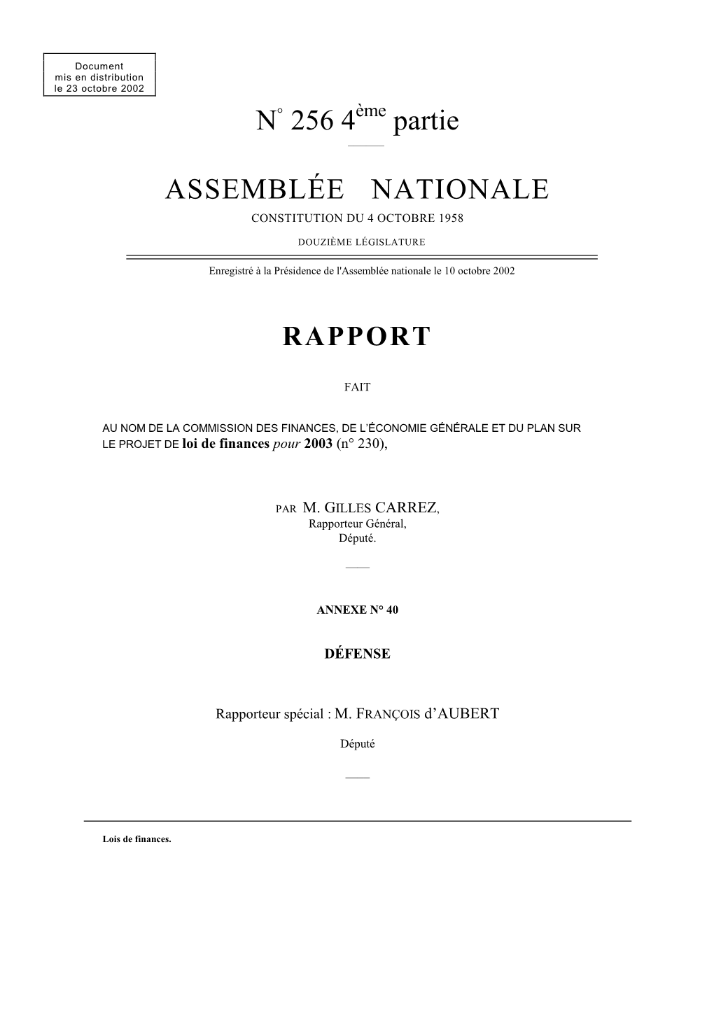 N° 256 4 Partie ASSEMBLÉE NATIONALE