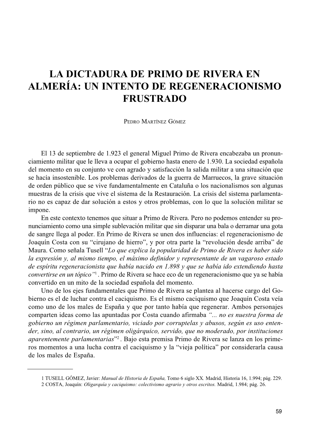 La Dictadura De Primo De Rivera En Almería