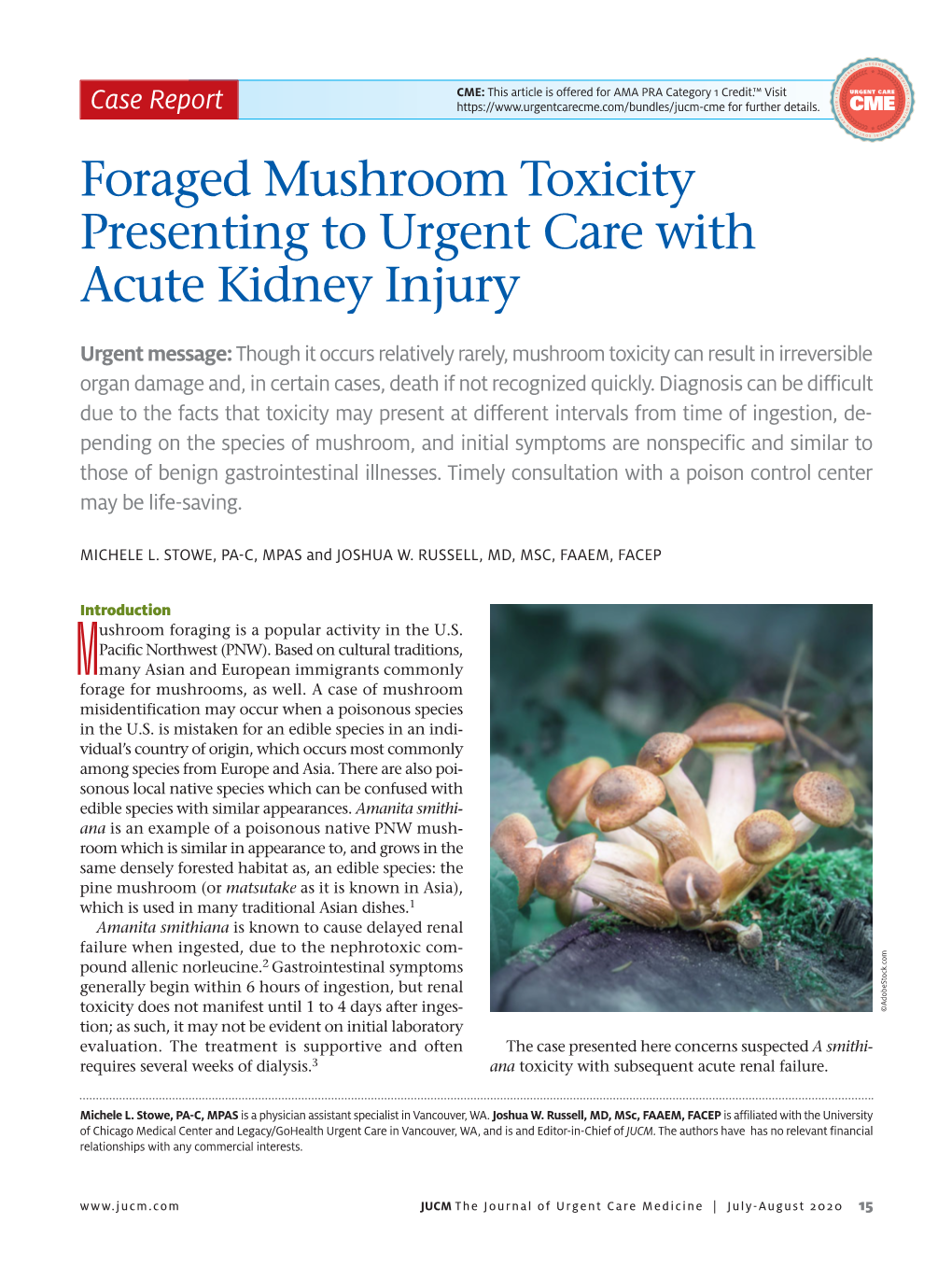 Foraged Mushroom Toxicity Presenting to Urgent Care with Acute Kidney Injury