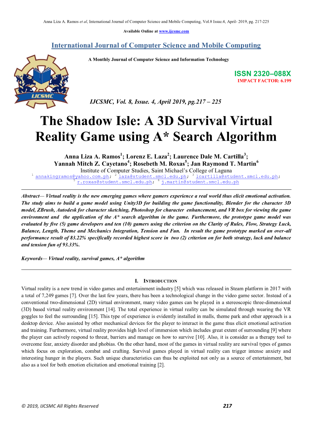 The Shadow Isle: a 3D Survival Virtual Reality Game Using A* Search Algorithm