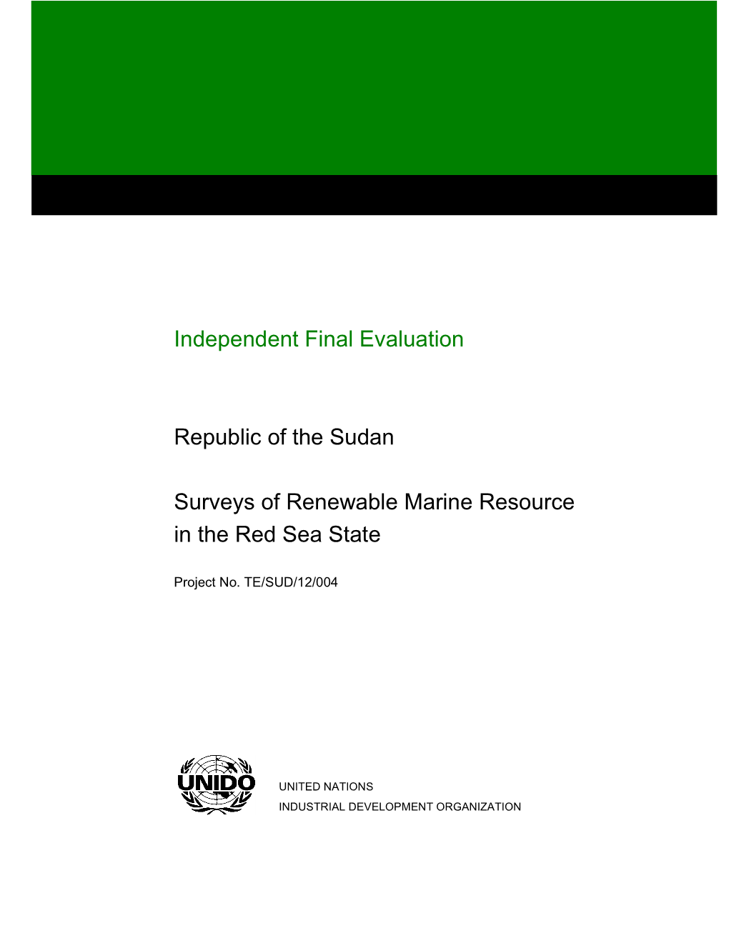 Republic of the Sudan Surveys of Renewable Marine Resource in The