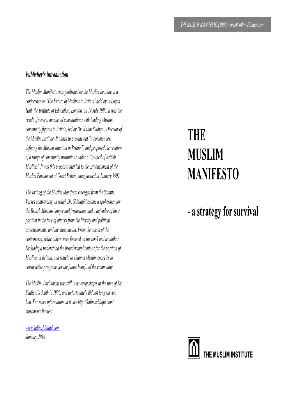 The Muslim Manifesto (1990)