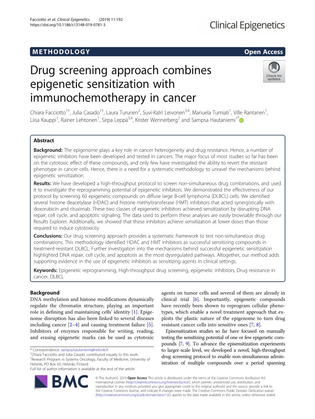 Drug Screening Approach Combines Epigenetic Sensitization With