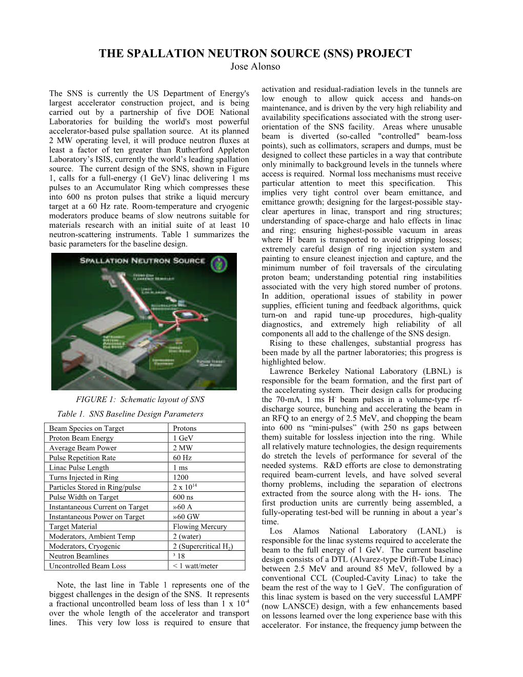 THE SPALLATION NEUTRON SOURCE (SNS) PROJECT Jose Alonso