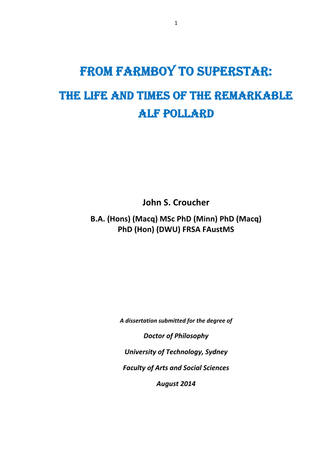 The Life and Times of the Remarkable Alf Pollard