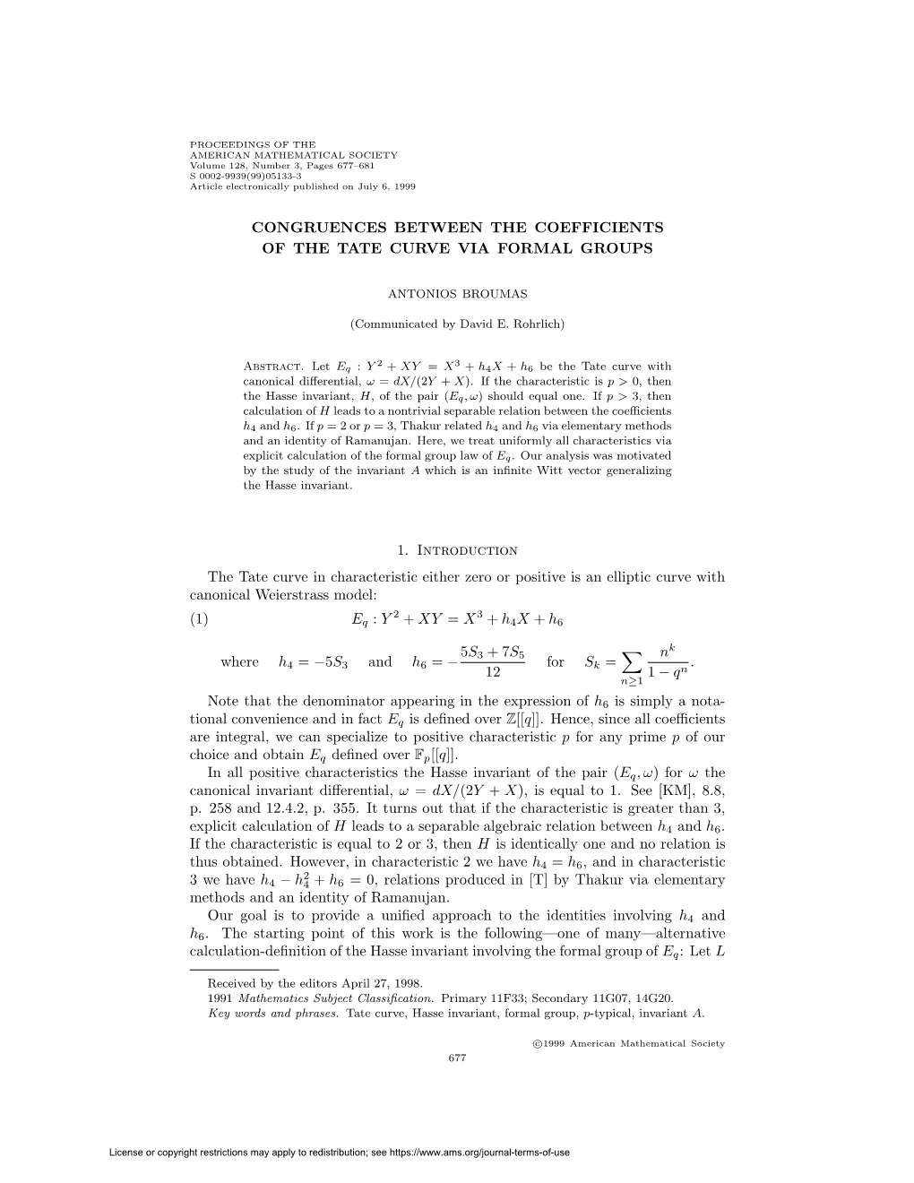 Congruences Between the Coefficients of the Tate Curve Via Formal Groups