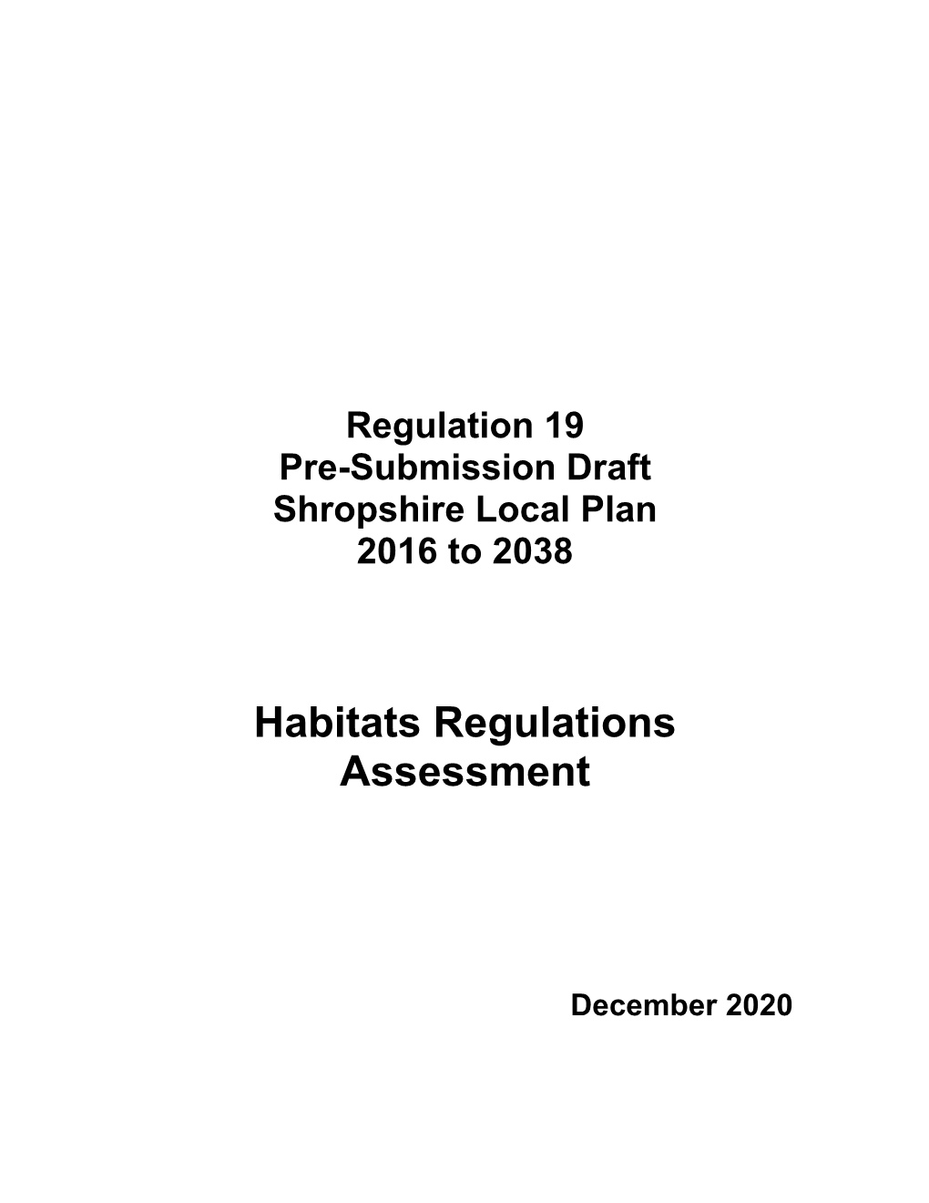 Habitats Regulations Assessment