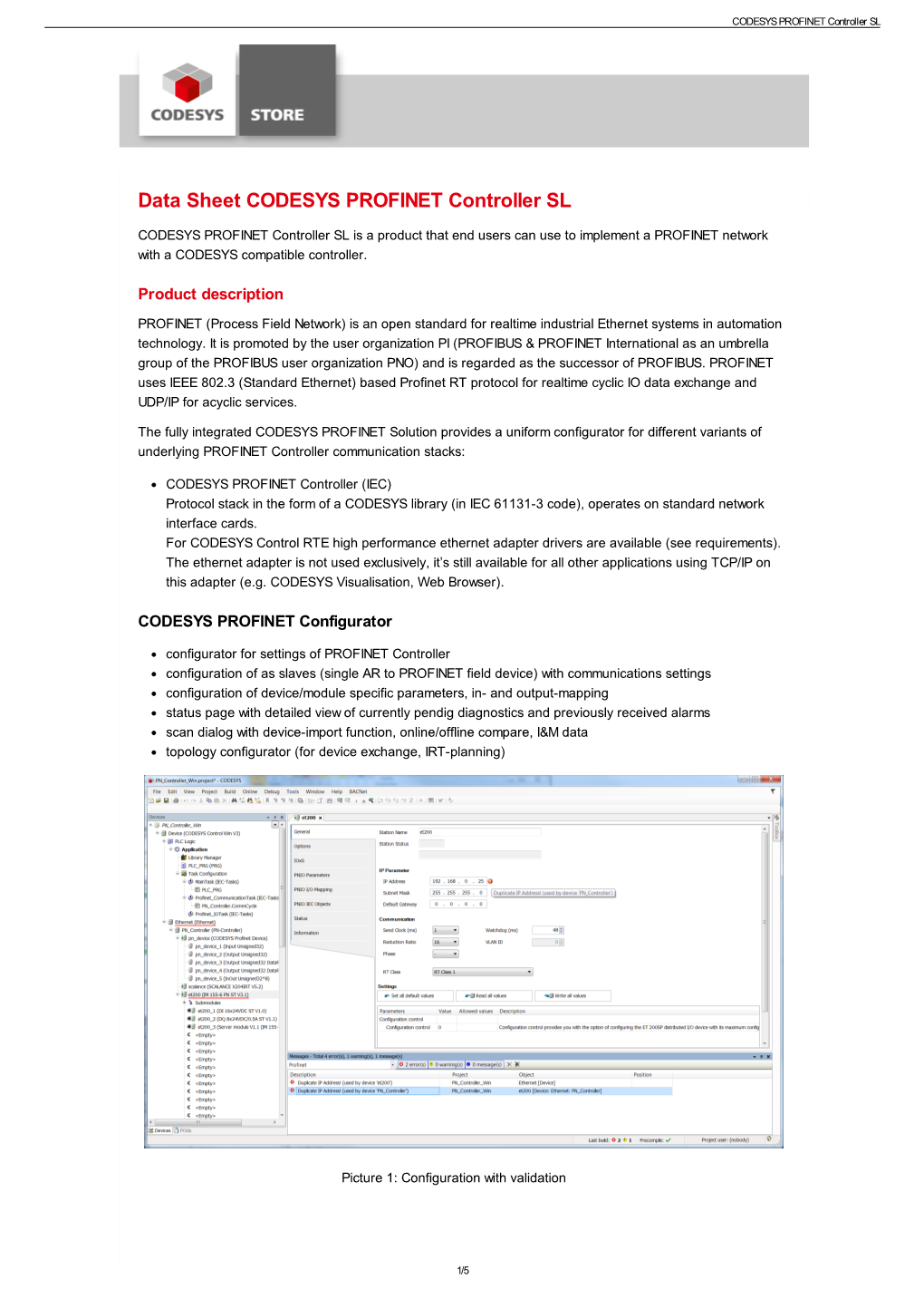 Data Sheet CODESYS PROFINET Controller SL