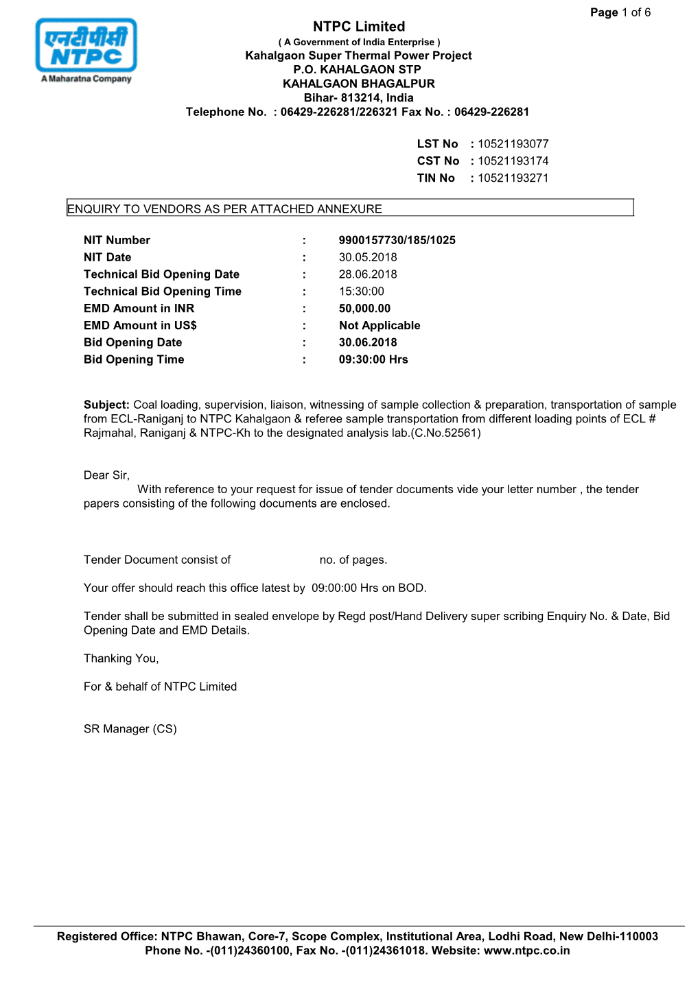 NTPC Limited ( a Government of India Enterprise ) Kahalgaon Super Thermal Power Project P.O