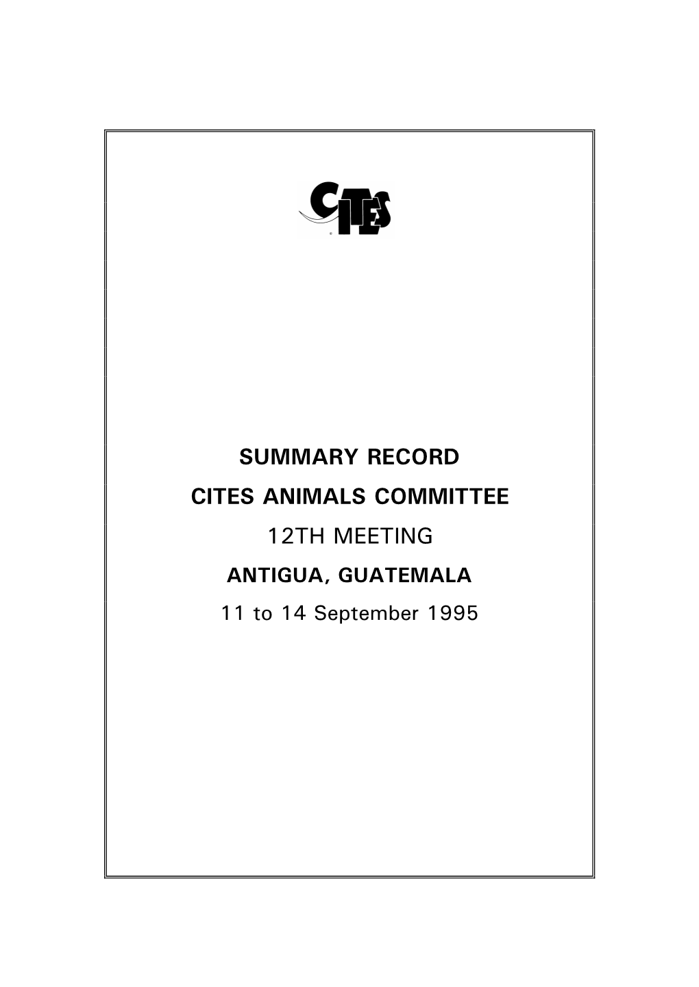 Summary Record Cites Animals Committee 12Th