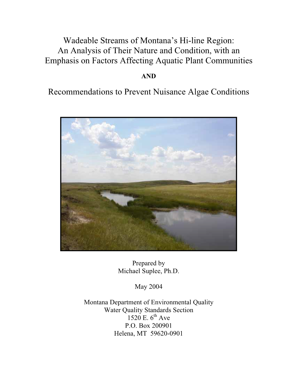 Montana Recommendations to Prevent Nuisance Algae Conditions