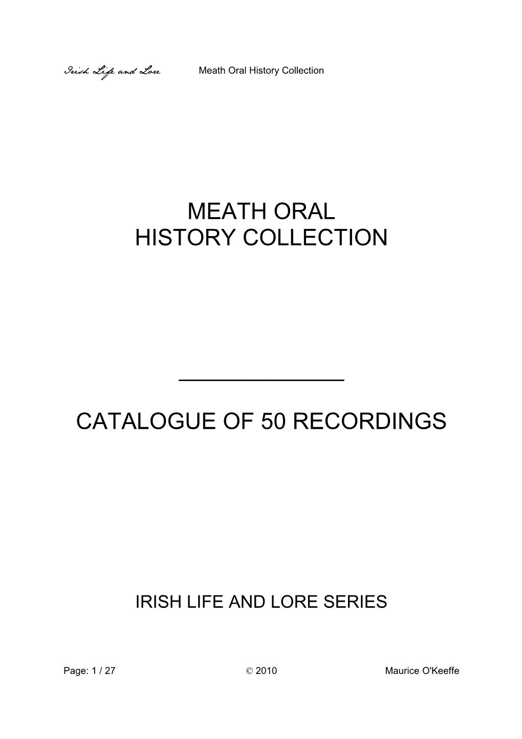 Meath Oral History Collection