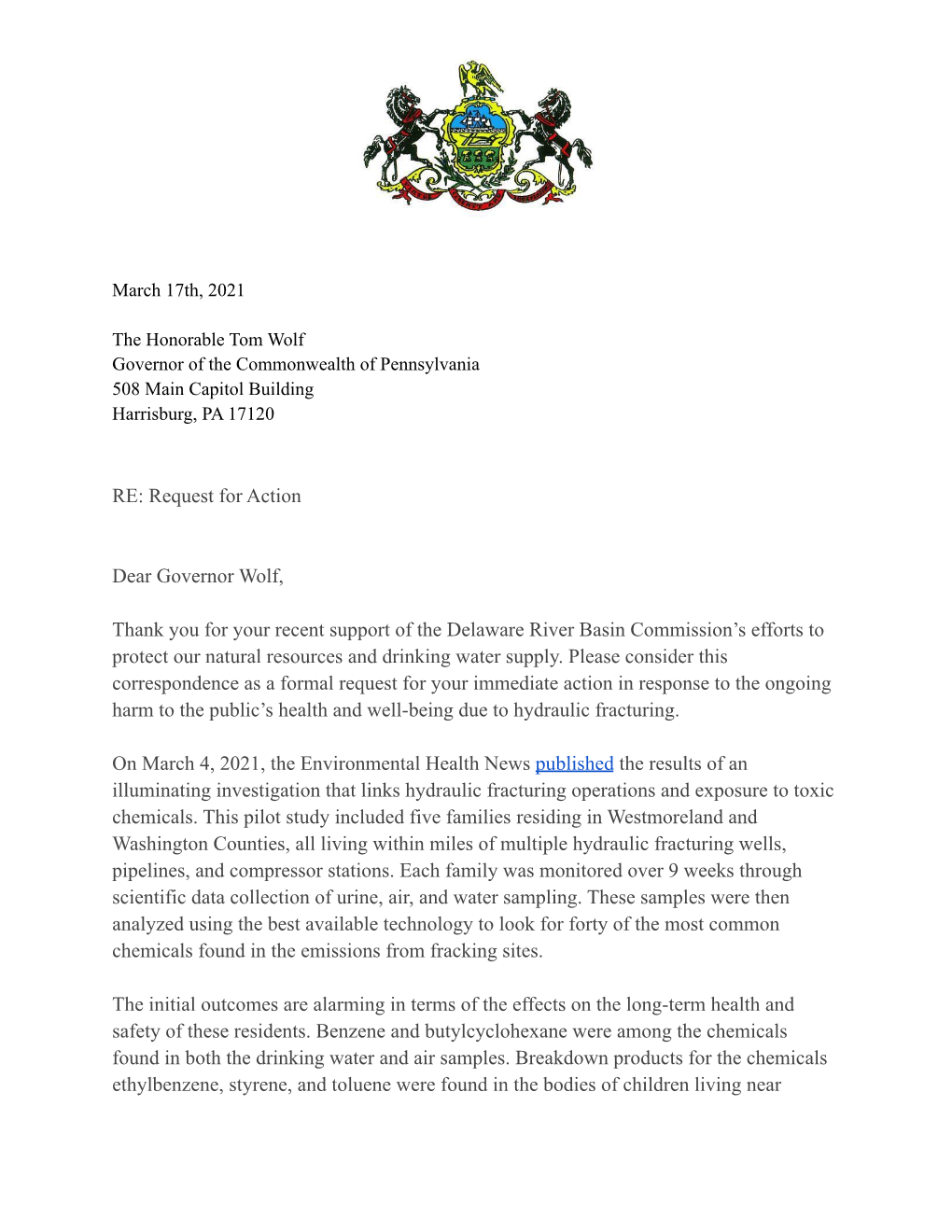 Copy of Letter to Administration Re Frack Public Health Study (002).Docx