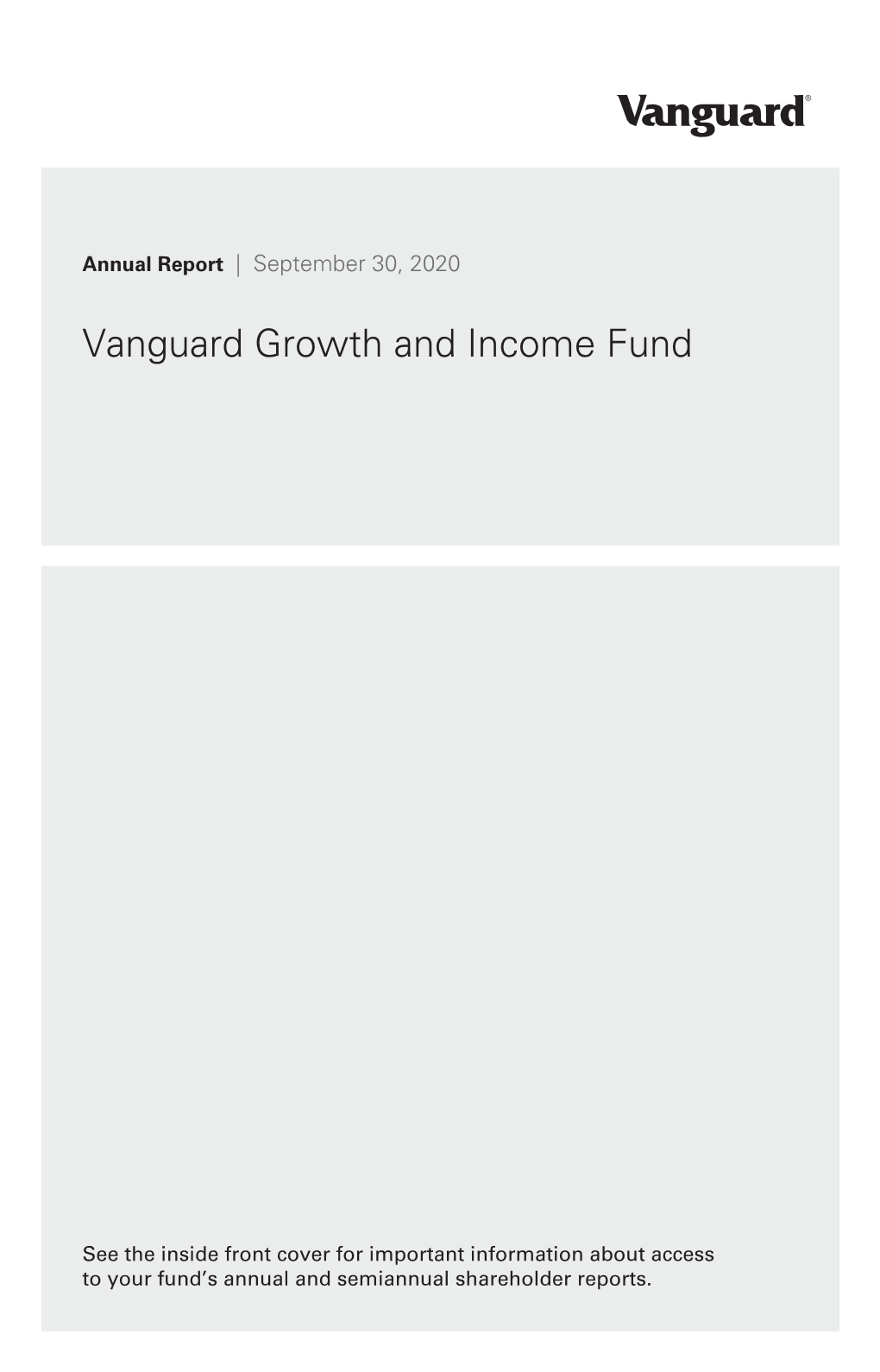 Vanguard Growth and Income Fund Annual Report September 30, 2020