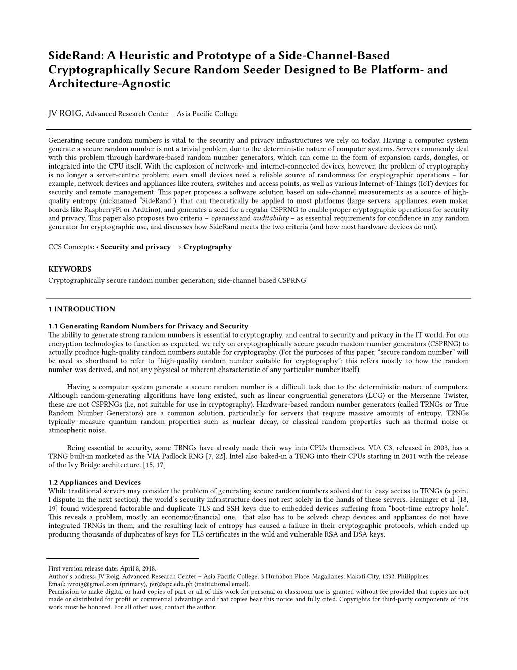 Siderand: a Heuristic and Prototype of a Side-Channel-Based Cryptographically Secure Random Seeder Designed to Be Platform- and Architecture-Agnostic