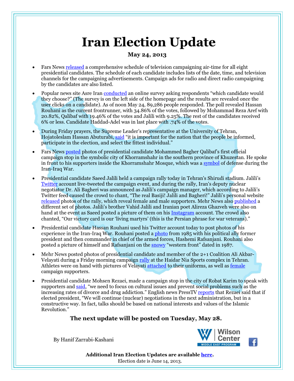 Iran Election Update May 24, 2013