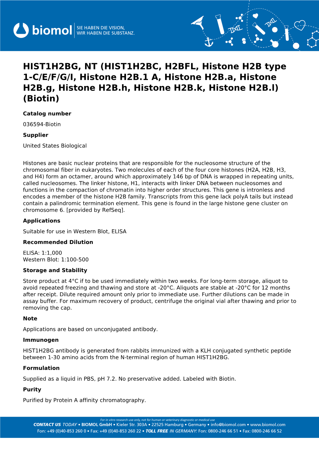 Usbiological Datasheet