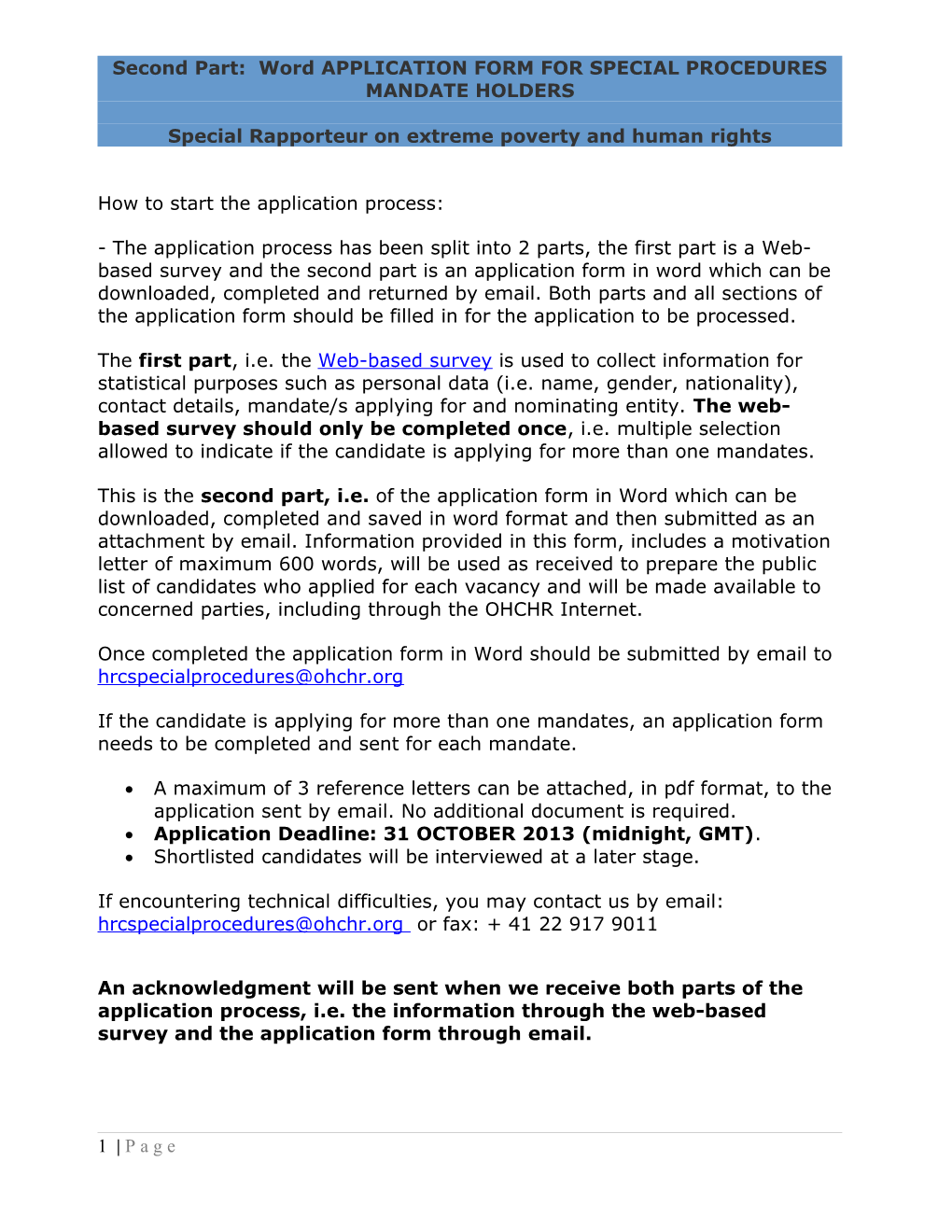 Second Part: Word APPLICATION FORM for SPECIAL PROCEDURES MANDATE HOLDERS s4