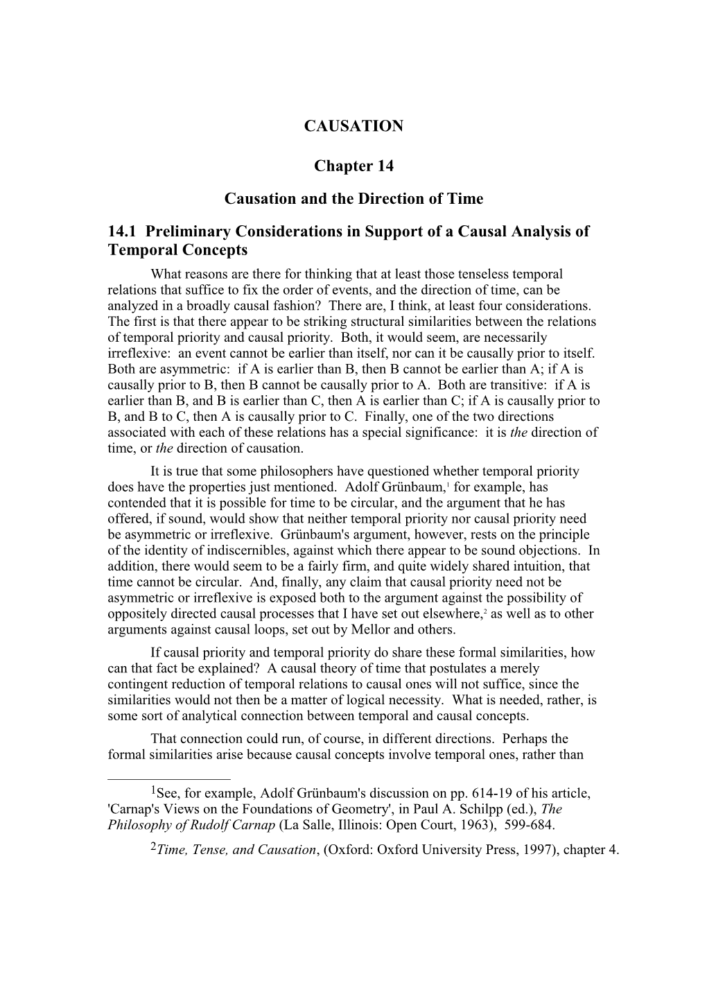 Causation and the Direction of Time