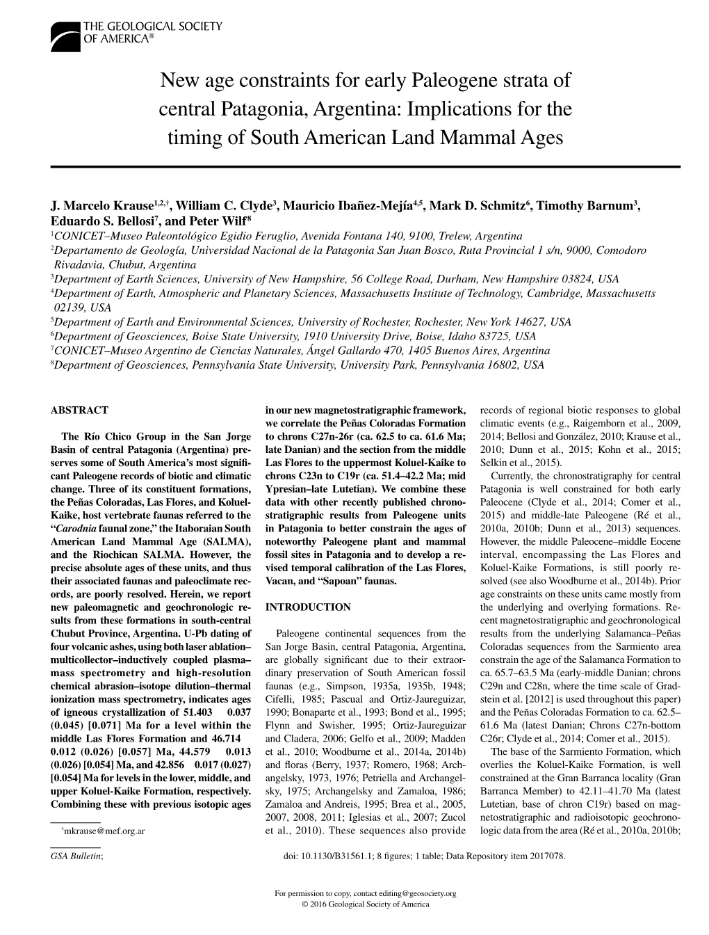 New Age Constraints for Early Paleogene Strata of Central Patagonia