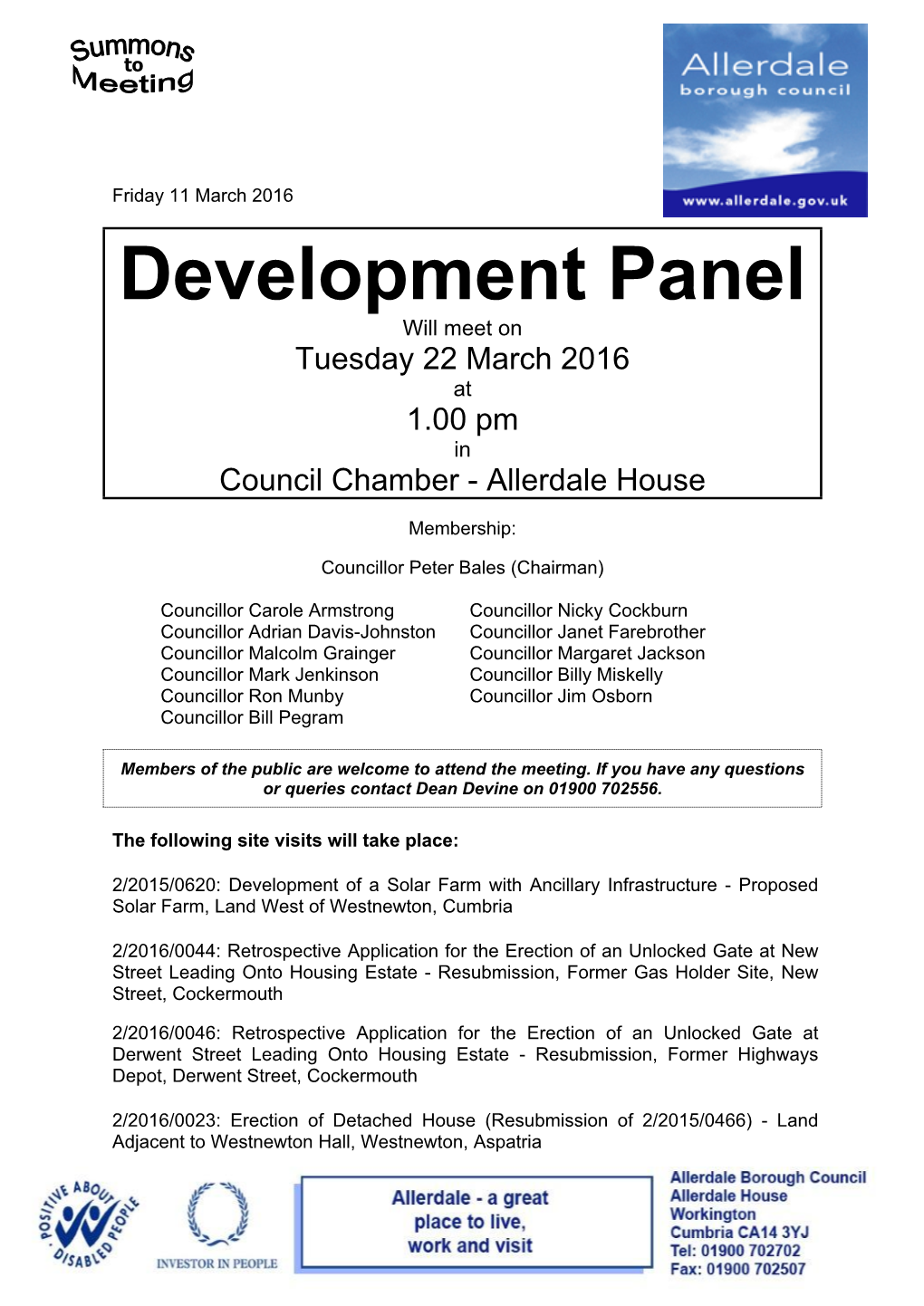 (Public Pack)Agenda Document for Development Panel, 22/03/2016 13