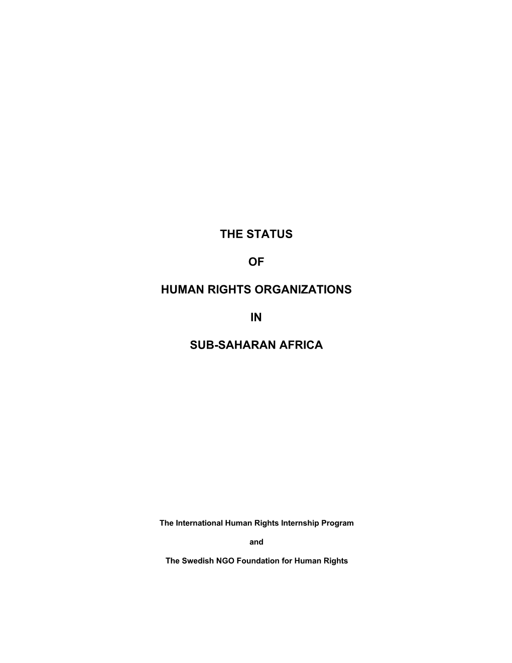 The Status of Human Rights Organizations in Sub