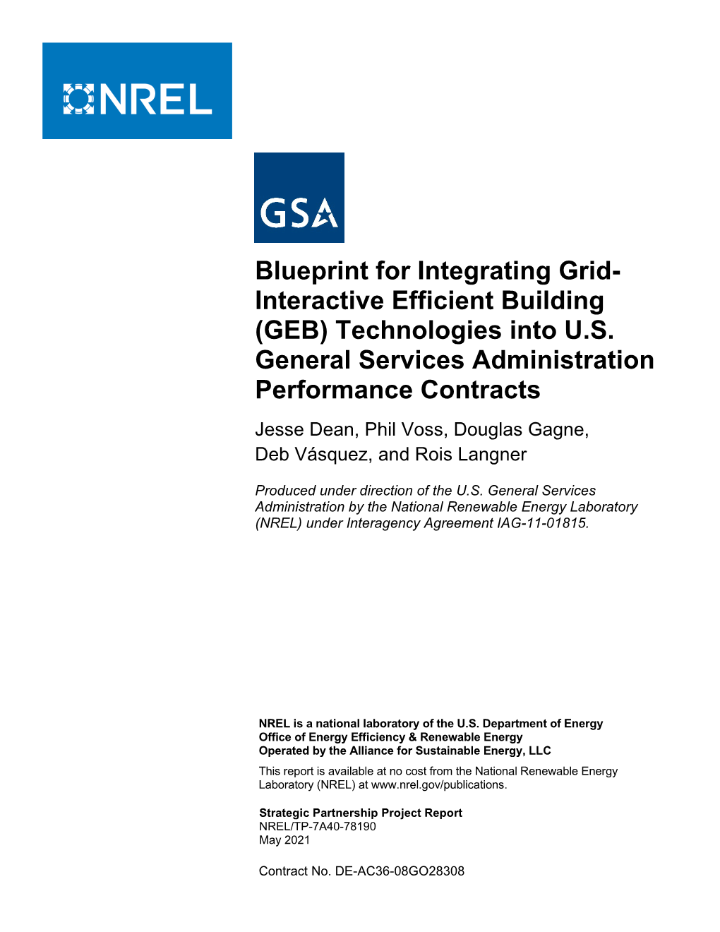 Blueprint for Integrating Grid-Interactive Efficient Building (GEB) Technologies Into U.S