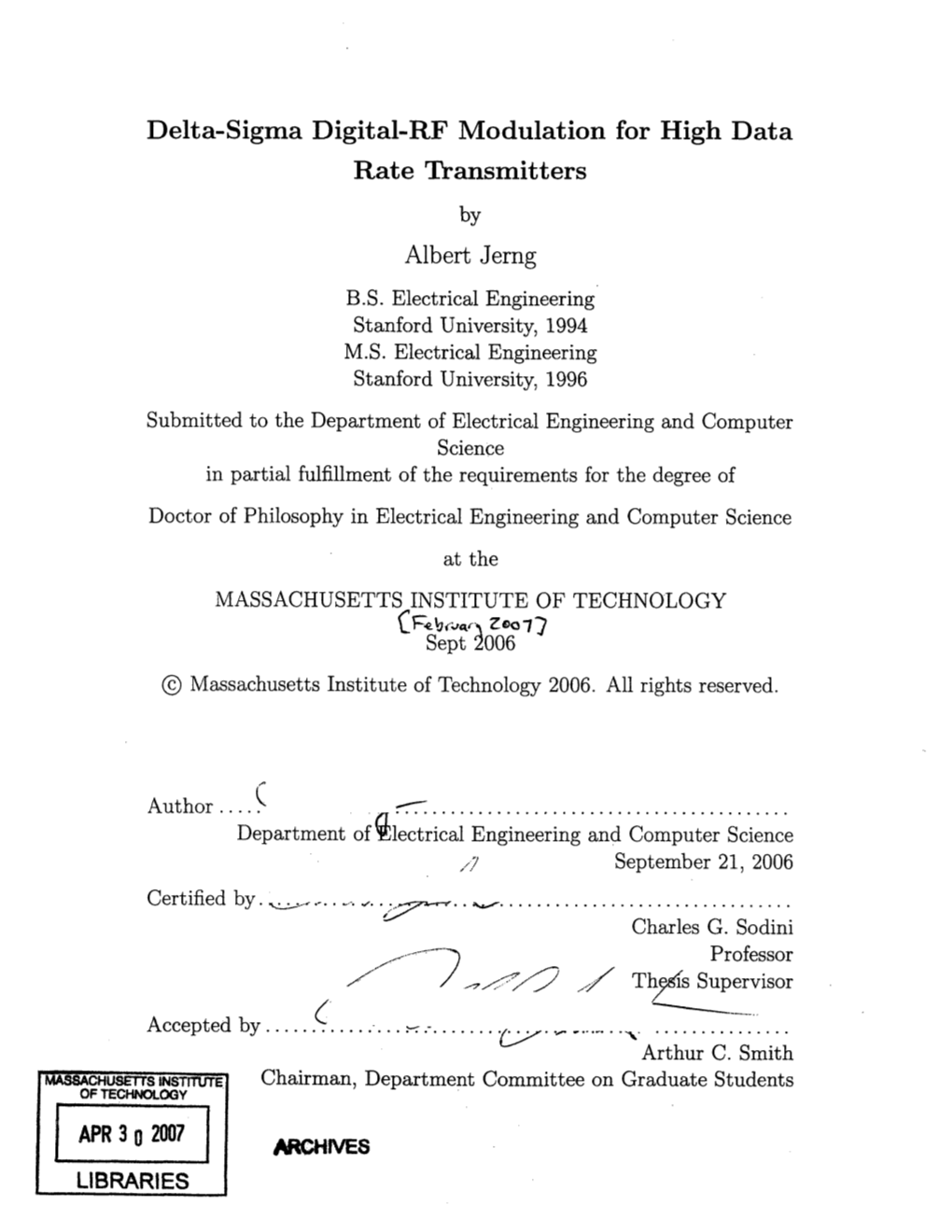 Delta-Sigma Digital-RF Modulation for High Data Rate Transmitters Albert