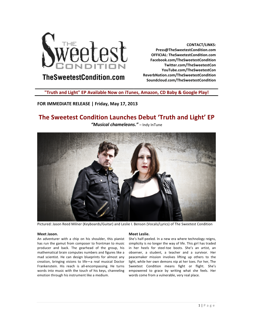 The Sweetest Condition Launches Debut 'Truth and Light' EP