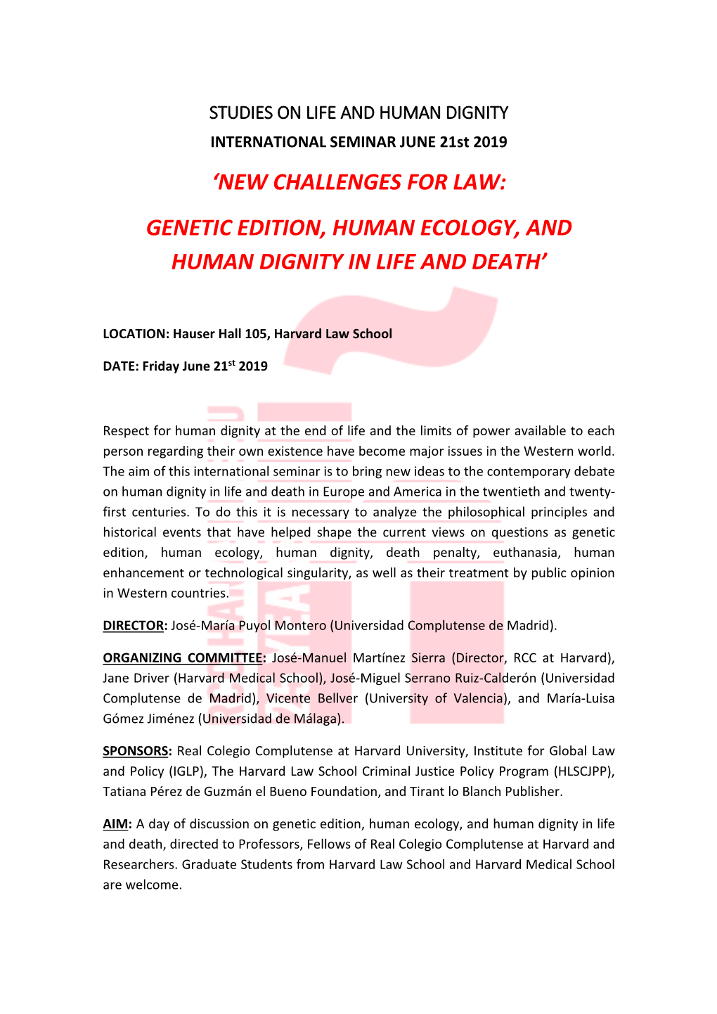 'New Challenges for Law: Genetic Edition, Human