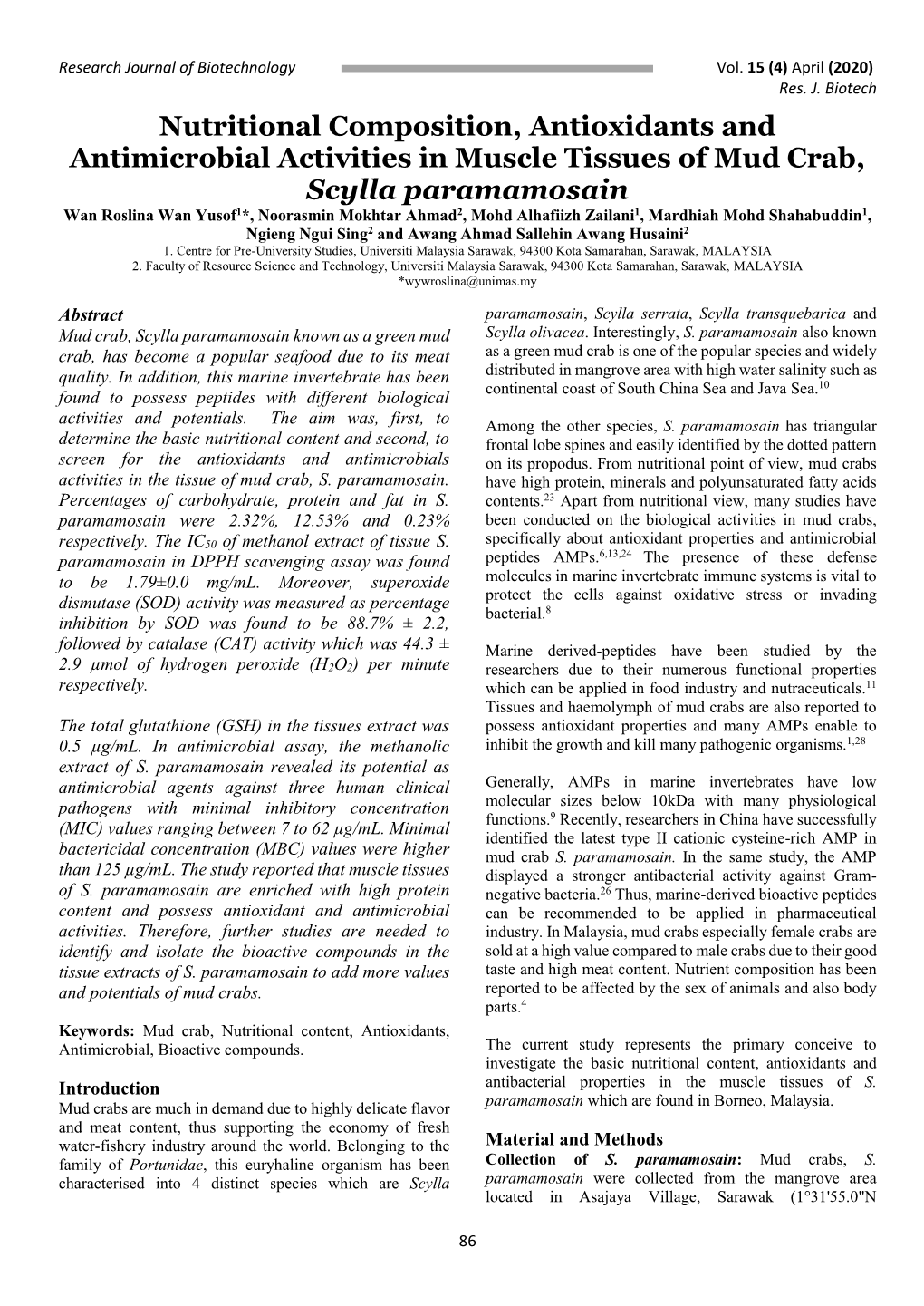 Nutritional Composition, Antioxidants and Antimicrobial Activities In