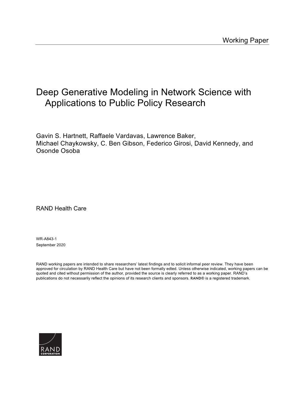 Deep Generative Modeling in Network Science with Applications to Public Policy Research