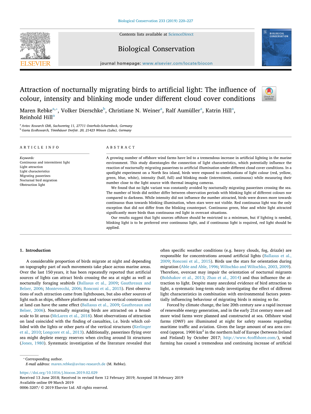 Attraction of Nocturnally Migrating Birds to Artificial Light the Influence