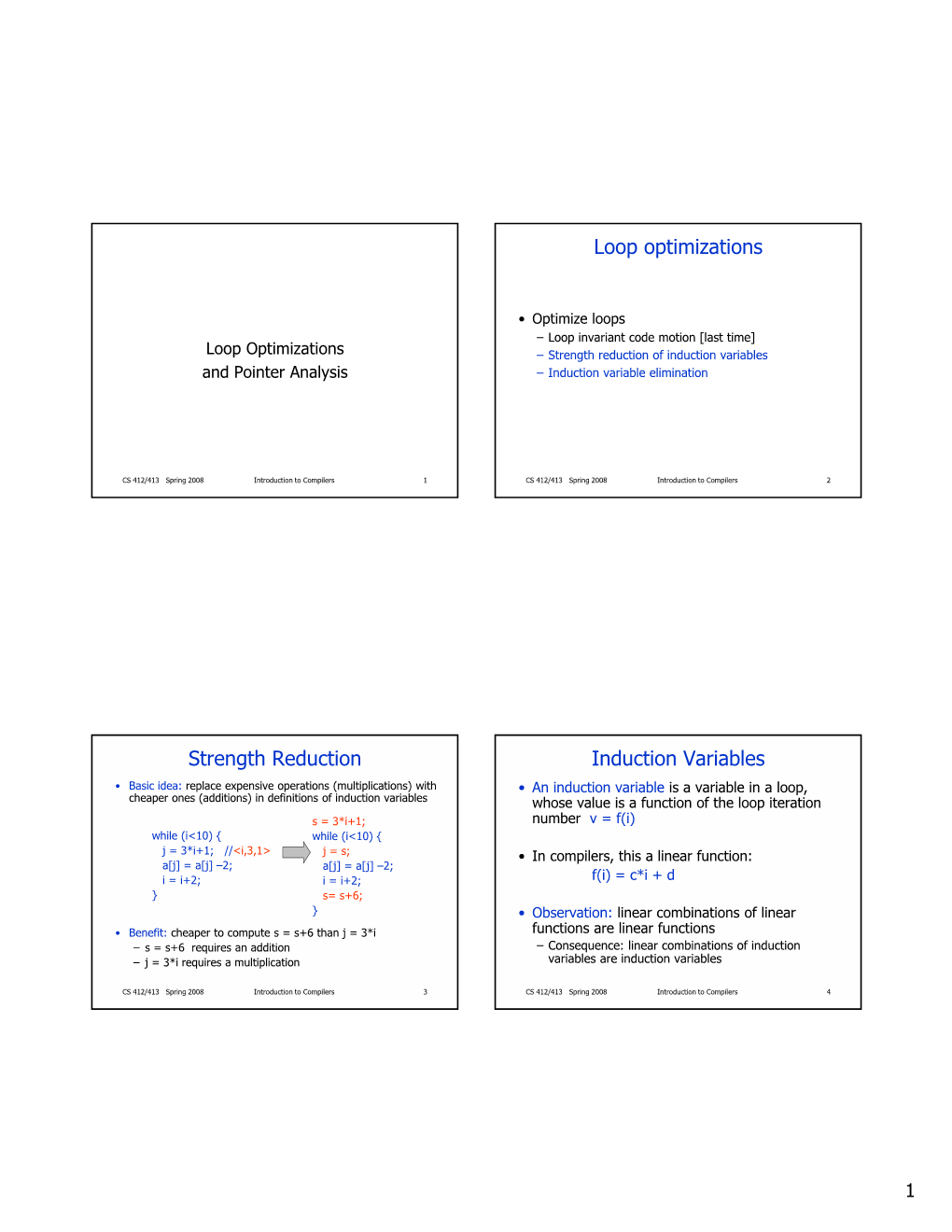 Strength Reduction of Induction Variables and Pointer Analysis – Induction Variable Elimination