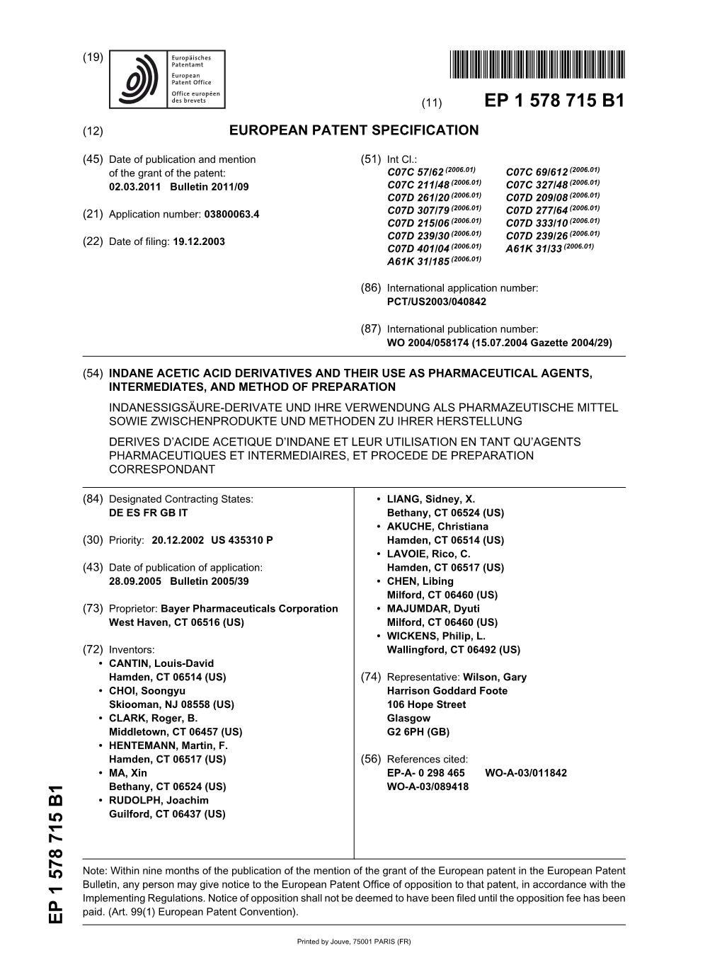 Indane Acetic Acid Derivatives and Their Use As Pharmaceutical Agents, Intermediates, and Method of Preparation