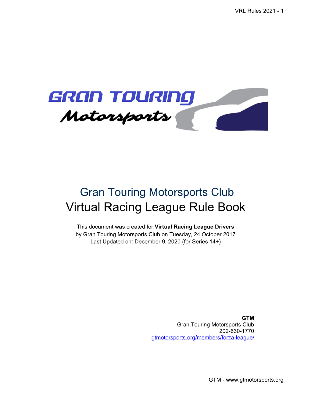 2021 GTM VRL Rules